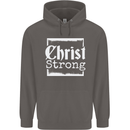 Christ Strong Christianity Christian God Jesus Mens 80% Cotton Hoodie Charcoal