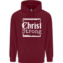 Christ Strong Christianity Christian God Jesus Mens 80% Cotton Hoodie Maroon