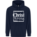 Christ Strong Christianity Christian God Jesus Mens 80% Cotton Hoodie Navy Blue
