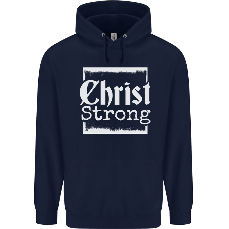 Christ Strong Christianity Christian God Jesus Mens 80% Cotton Hoodie Navy Blue