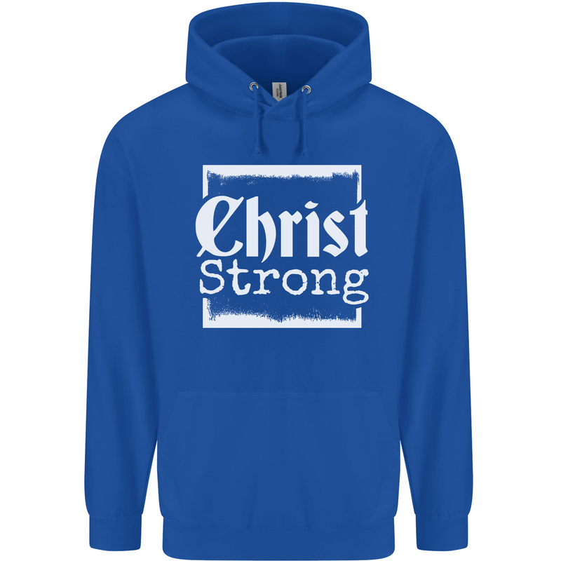 Christ Strong Christianity Christian God Jesus Mens 80% Cotton Hoodie Royal Blue