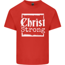 Christ Strong Christianity Christian God Jesus Mens Cotton T-Shirt Tee Top Red