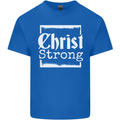 Christ Strong Christianity Christian God Jesus Mens Cotton T-Shirt Tee Top Royal Blue