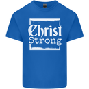 Christ Strong Christianity Christian God Jesus Mens Cotton T-Shirt Tee Top Royal Blue