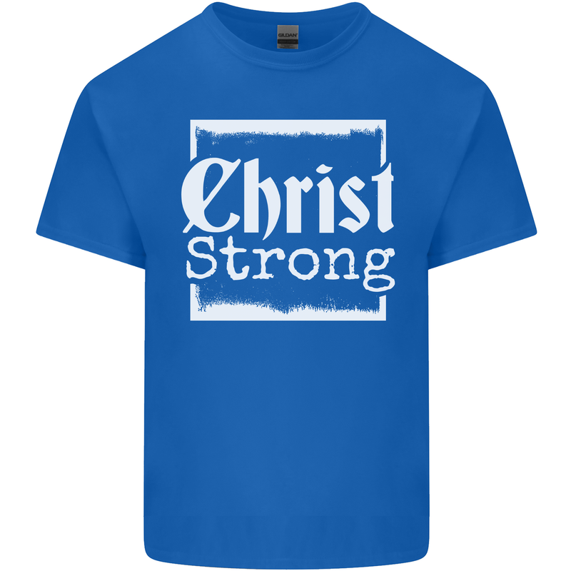Christ Strong Christianity Christian God Jesus Mens Cotton T-Shirt Tee Top Royal Blue