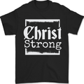 Christ Strong Christianity Christian God Jesus Mens T-Shirt 100% Cotton Black