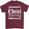 Christ Strong Christianity Christian God Jesus Mens T-Shirt 100% Cotton Maroon