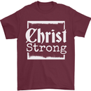Christ Strong Christianity Christian God Jesus Mens T-Shirt 100% Cotton Maroon