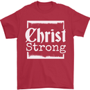 Christ Strong Christianity Christian God Jesus Mens T-Shirt 100% Cotton Red