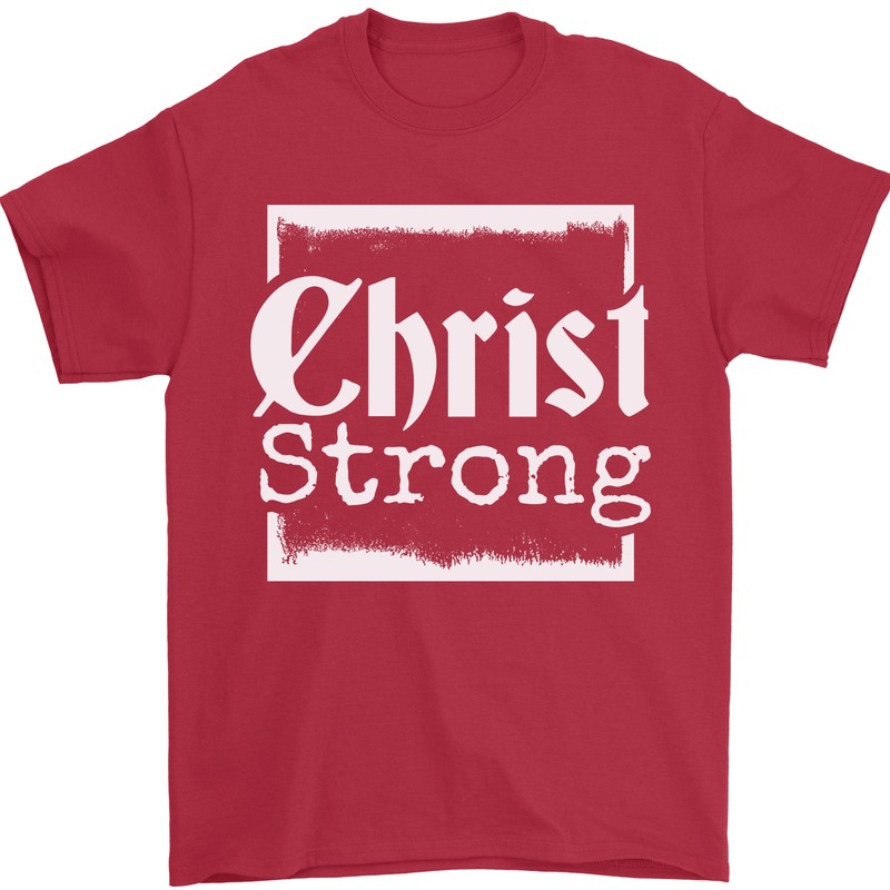 Christ Strong Christianity Christian God Jesus Mens T-Shirt 100% Cotton Red