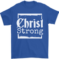 Christ Strong Christianity Christian God Jesus Mens T-Shirt 100% Cotton Royal Blue