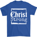 Christ Strong Christianity Christian God Jesus Mens T-Shirt 100% Cotton Royal Blue