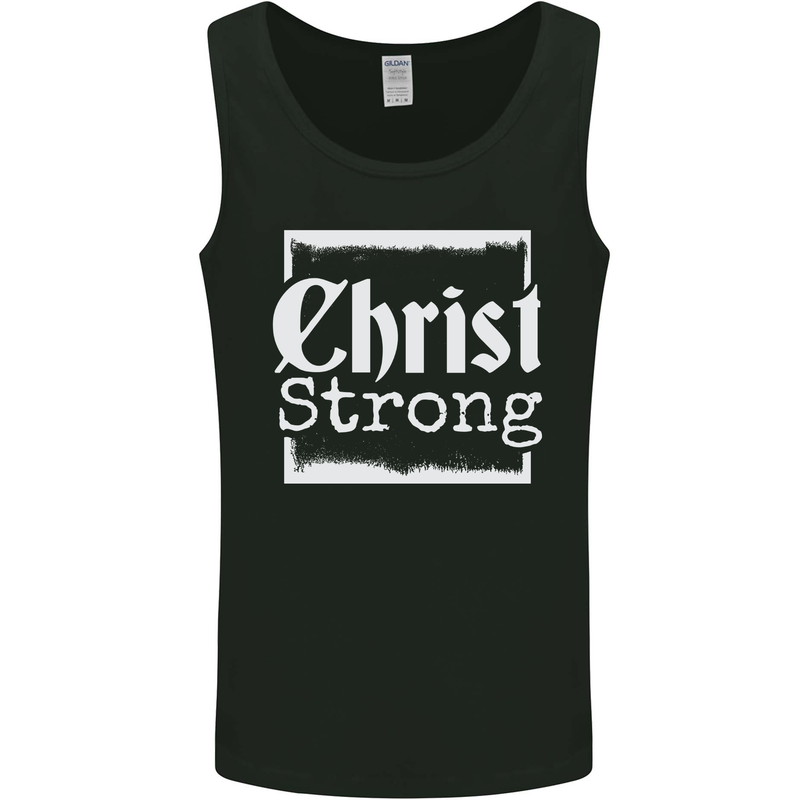 Christ Strong Christianity Christian God Jesus Mens Vest Tank Top Black