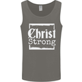 Christ Strong Christianity Christian God Jesus Mens Vest Tank Top Charcoal
