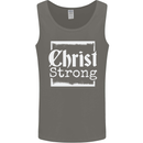 Christ Strong Christianity Christian God Jesus Mens Vest Tank Top Charcoal