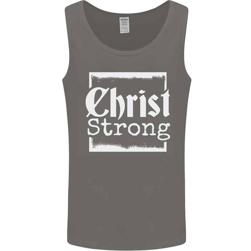 Christ Strong Christianity Christian God Jesus Mens Vest Tank Top Charcoal