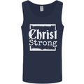 Christ Strong Christianity Christian God Jesus Mens Vest Tank Top Navy Blue