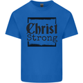 Christ Strong Christianity Christian Jesus God Mens Cotton T-Shirt Tee Top Royal Blue