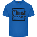 Christ Strong Christianity Christian Jesus God Mens Cotton T-Shirt Tee Top Royal Blue