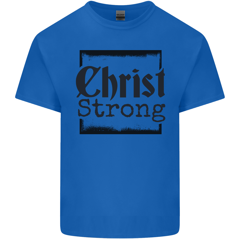Christ Strong Christianity Christian Jesus God Mens Cotton T-Shirt Tee Top Royal Blue