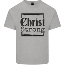 Christ Strong Christianity Christian Jesus God Mens Cotton T-Shirt Tee Top Sports Grey