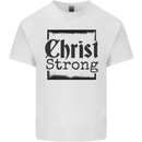Christ Strong Christianity Christian Jesus God Mens Cotton T-Shirt Tee Top White