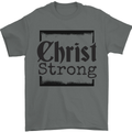 Christ Strong Christianity Christian Jesus God Mens T-Shirt 100% Cotton Charcoal