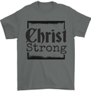 Christ Strong Christianity Christian Jesus God Mens T-Shirt 100% Cotton Charcoal