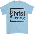 Christ Strong Christianity Christian Jesus God Mens T-Shirt 100% Cotton Light Blue