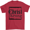 Christ Strong Christianity Christian Jesus God Mens T-Shirt 100% Cotton Red