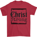 Christ Strong Christianity Christian Jesus God Mens T-Shirt 100% Cotton Red