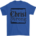 Christ Strong Christianity Christian Jesus God Mens T-Shirt 100% Cotton Royal Blue