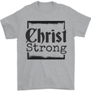 Christ Strong Christianity Christian Jesus God Mens T-Shirt 100% Cotton Sports Grey