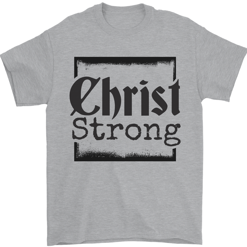 Christ Strong Christianity Christian Jesus God Mens T-Shirt 100% Cotton Sports Grey