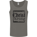 Christ Strong Christianity Christian Jesus God Mens Vest Tank Top Charcoal