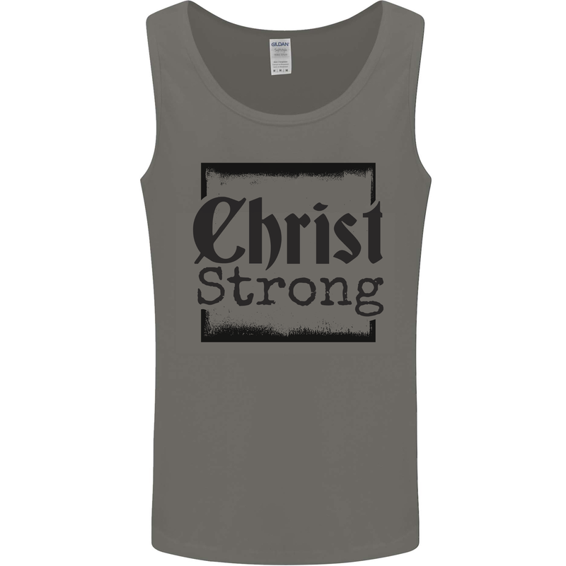 Christ Strong Christianity Christian Jesus God Mens Vest Tank Top Charcoal