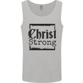 Christ Strong Christianity Christian Jesus God Mens Vest Tank Top Sports Grey