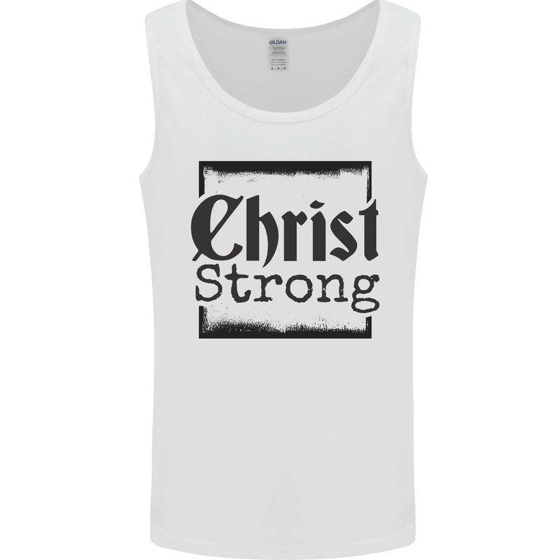 Christ Strong Christianity Christian Jesus God Mens Vest Tank Top White