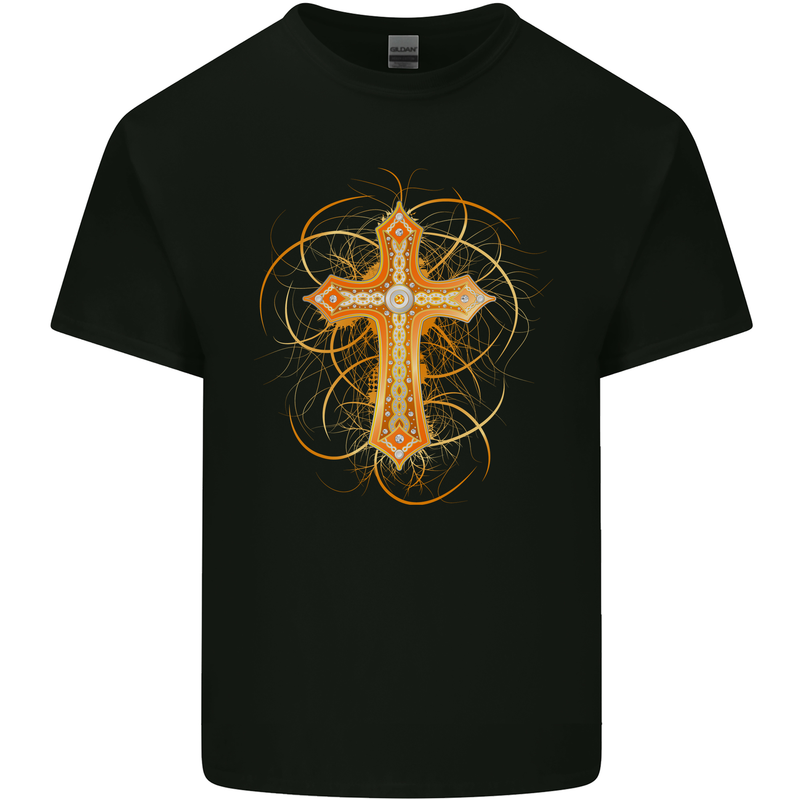 Christian Cross Medieval Fantasy Gothic Mens Cotton T-Shirt Tee Top Black