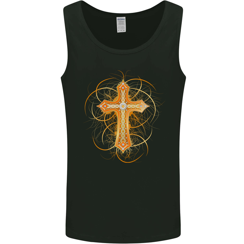 Christian Cross Medieval Fantasy Gothic Mens Vest Tank Top Black