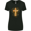 Christian Cross Medieval Fantasy Gothic Womens Wider Cut T-Shirt Black