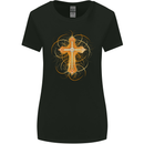 Christian Cross Medieval Fantasy Gothic Womens Wider Cut T-Shirt Black