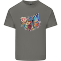 Christian Cross & Butterfly With Flowers Mens Cotton T-Shirt Tee Top Charcoal