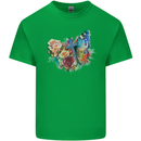 Christian Cross & Butterfly With Flowers Mens Cotton T-Shirt Tee Top Irish Green
