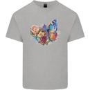 Christian Cross & Butterfly With Flowers Mens Cotton T-Shirt Tee Top Sports Grey