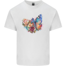 Christian Cross & Butterfly With Flowers Mens Cotton T-Shirt Tee Top White