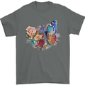 Christian Cross & Butterfly With Flowers Mens T-Shirt 100% Cotton Charcoal