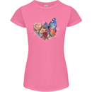 Christian Cross & Butterfly With Flowers Womens Petite Cut T-Shirt Azalea