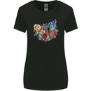 Christian Cross & Butterfly With Flowers Womens Wider Cut T-Shirt Black