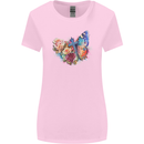 Christian Cross & Butterfly With Flowers Womens Wider Cut T-Shirt Light Pink